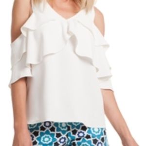 NWT Trina Turk Sebastopol White Cold Shoulder Top